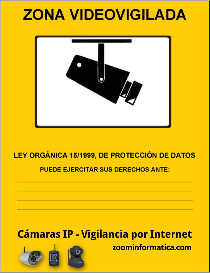 cartel A6 zona vigilada video vigilada de adhesivo camara camaras ip informativo LOPD: Amazon.es: Bricolaje y herramientas