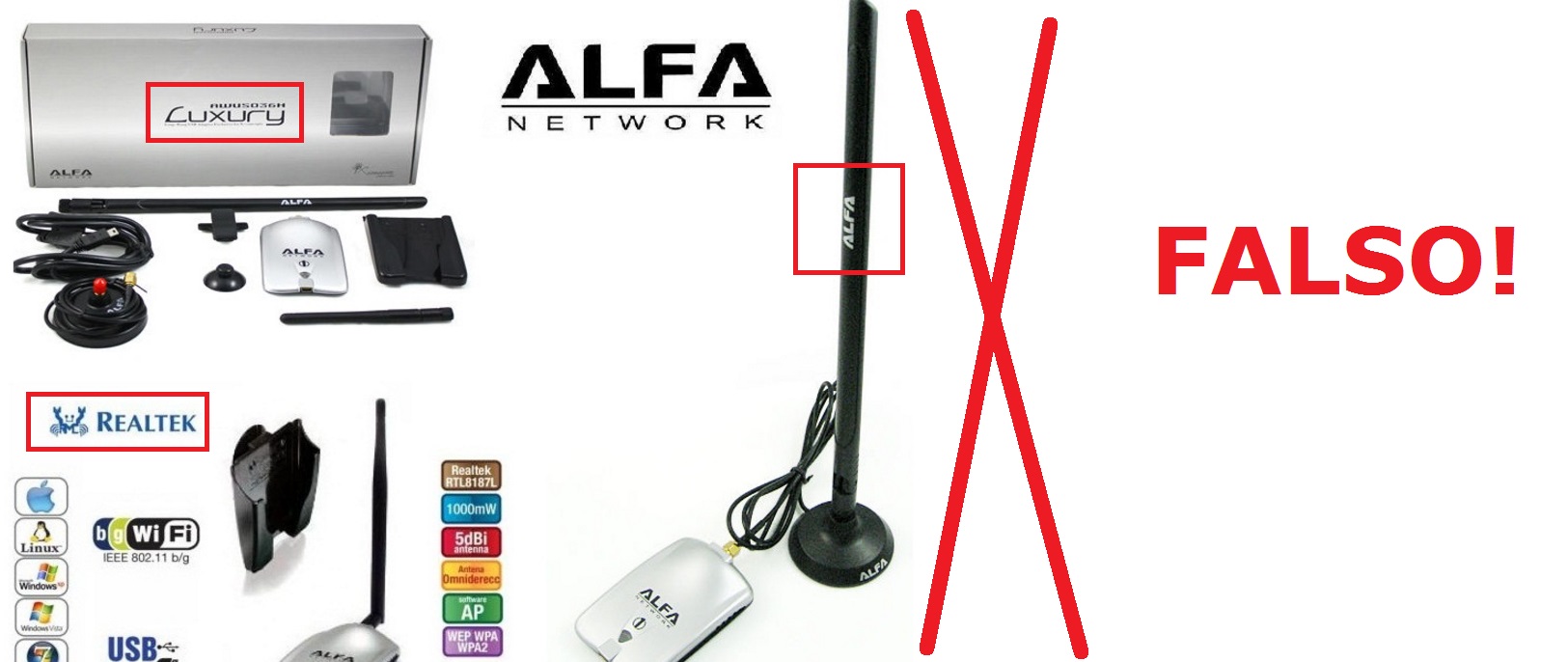 ALFA AWUS036H V5 Antena WiFi USB para PC