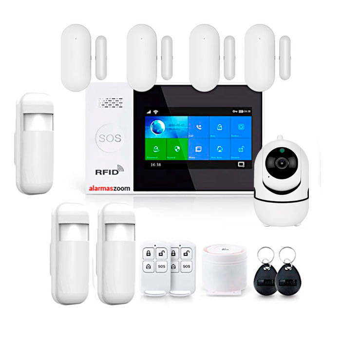 ZEYLINK Alarma con Cámara WIFI PTZ + Sensores Para Casa Negocio