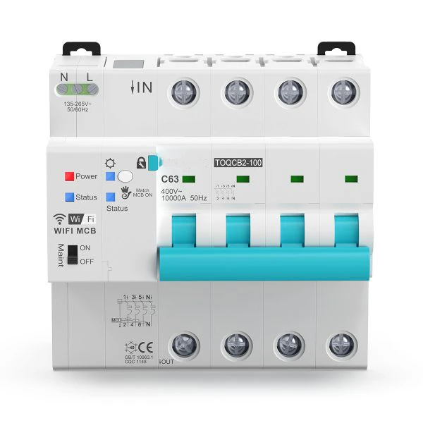 Diferencial electrico inteligente Tuya MCB TOQCB2 4 salidas