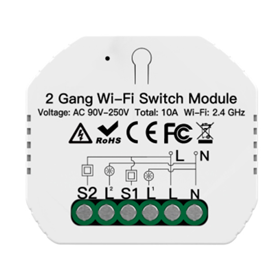 Interruptor WiFi Tuya Smart 2 modulos RF MS014B