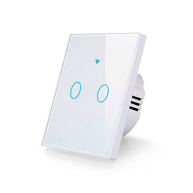 Interruptor pared tactil WiFi RF 433Mhz EU 2 salidas Tuya Smart