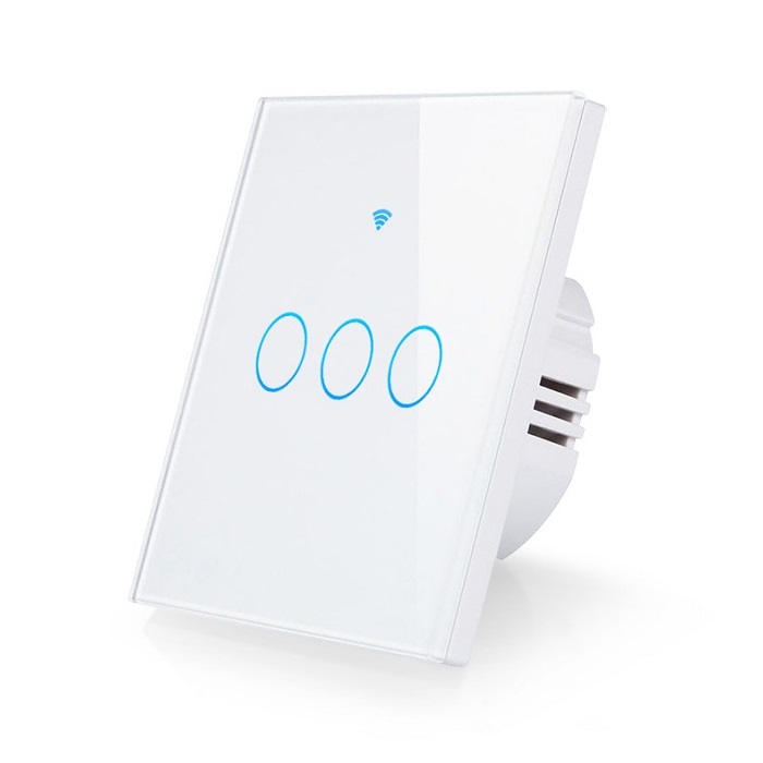 Interruptor pared tactil WiFi RF 433Mhz EU 3 salidas Tuya Smart