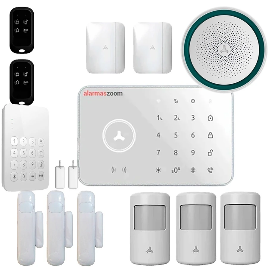 Alarma sin cuotas FHSS T3 con sirena interior teclado sensores de vibracion