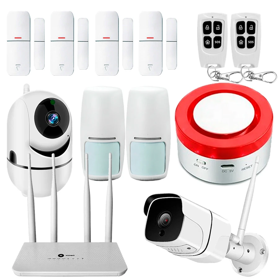Kit completo camaras exterior interior alarma WiFi con Router