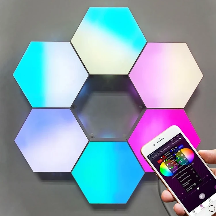 Luz WiFi hexagonal inteligente 6 leds Tuya smart Life Alexa Google HL06