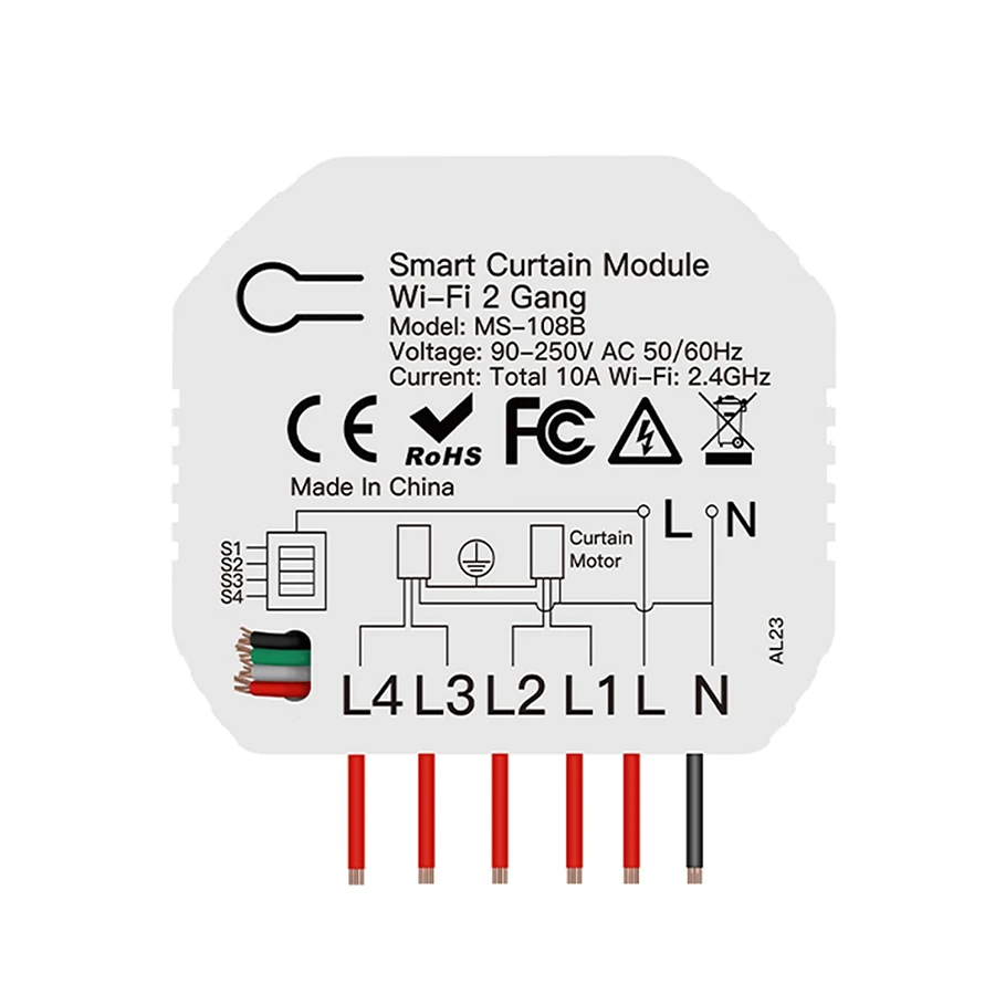 Modulo 2 canales cortinas Tuya Smart WiFi MS108B