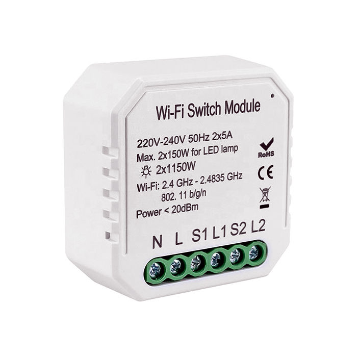 Modulo WiFi Interruptor 2 Canales Tuya Smart