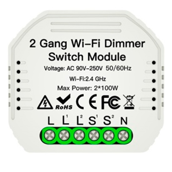 Modulo regulador intensidad Tuya Smart WiFi 2 salidas MS105B