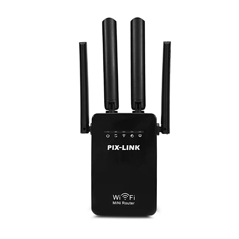 Repetidor WiFi PixLink WR09 Amplificador cuatro antenas Negro