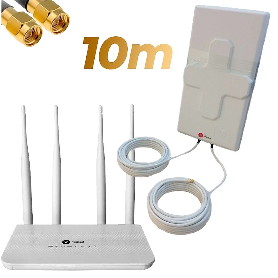 Kit antena exterior 4G 50dbi 10 metros con Router 