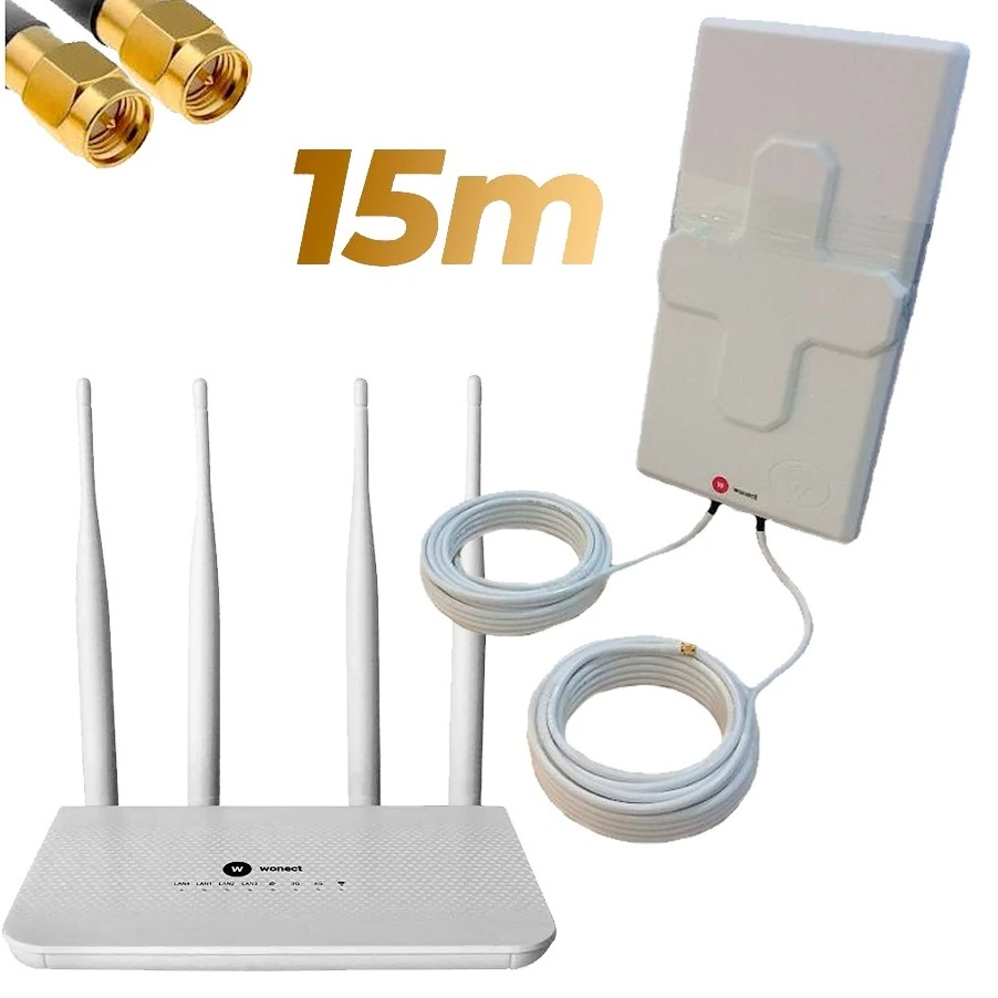 Kit antena exterior 4G 50dbi 15 metros con Router 