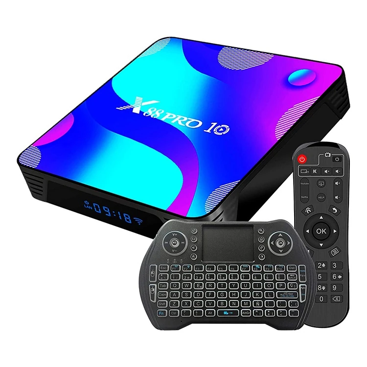 TV Box Android 11 4GB RAM 64GB ROM 4K H265 RK3318 X88 Teclado