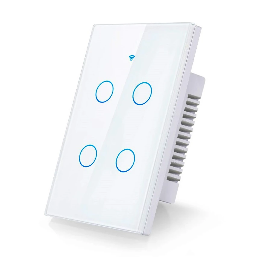 Interruptor WiFi tactil Tuya Smart 4 salidas EU WT E4 Blanco