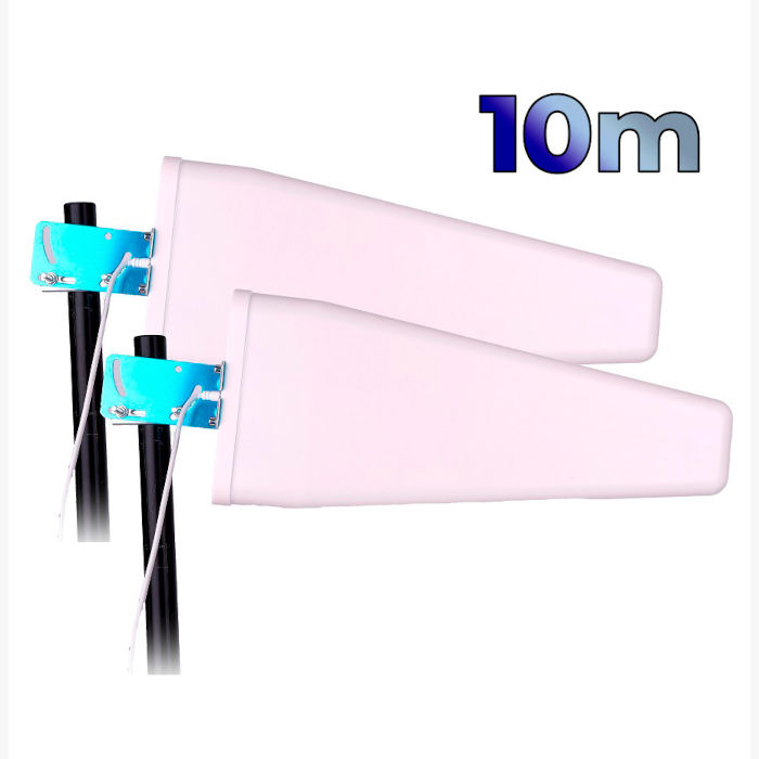 2 Antenas 4G Wonect Yagi Log 24dBi MiMo Exterior 10 metros SMA Macho