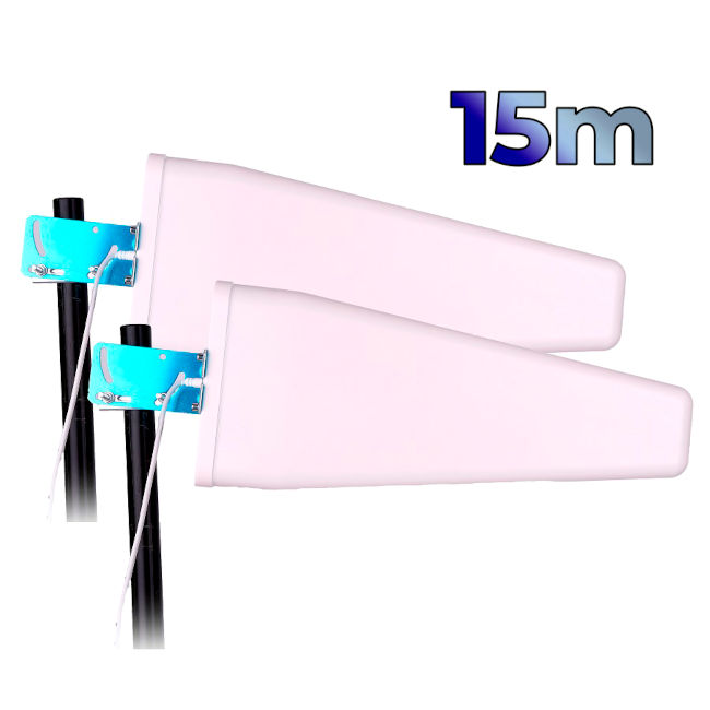 2 Antenas 4G Wonect Yagi Log 24dBi MiMo Exterior 15 metros SMA Macho