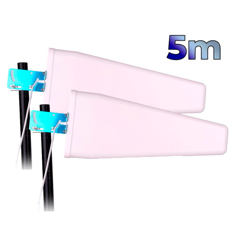 2 Antenas 4G Wonect Yagi Log 24dBi MiMo Exterior 5 metros SMA Macho