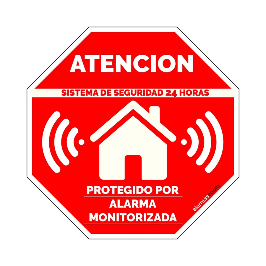 Pegatina roja Atencion alarma conectada