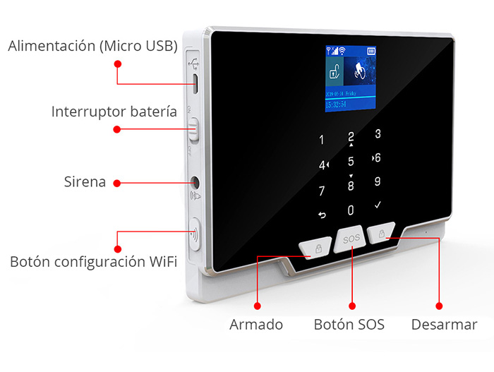 Alarma WiFi GSM hogar pantalla LCD 4 pulgadas color Tuya Smart AZ047