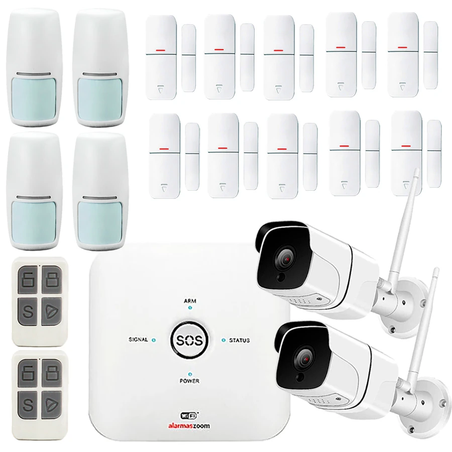 kit alarma sin cuotas 14 detectores 2 camaras vigilancia exterior AZ038