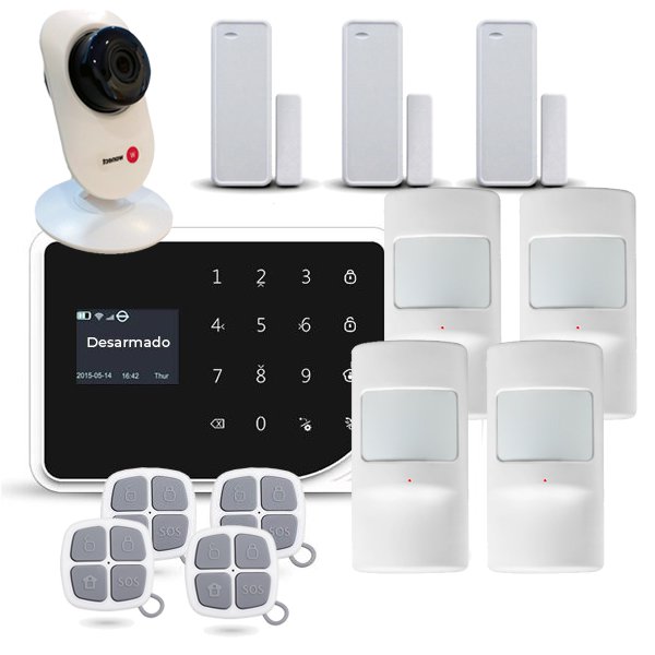 Alarma para casa WiFi AZ036 4 Sensores Movimiento PIR Camara IP