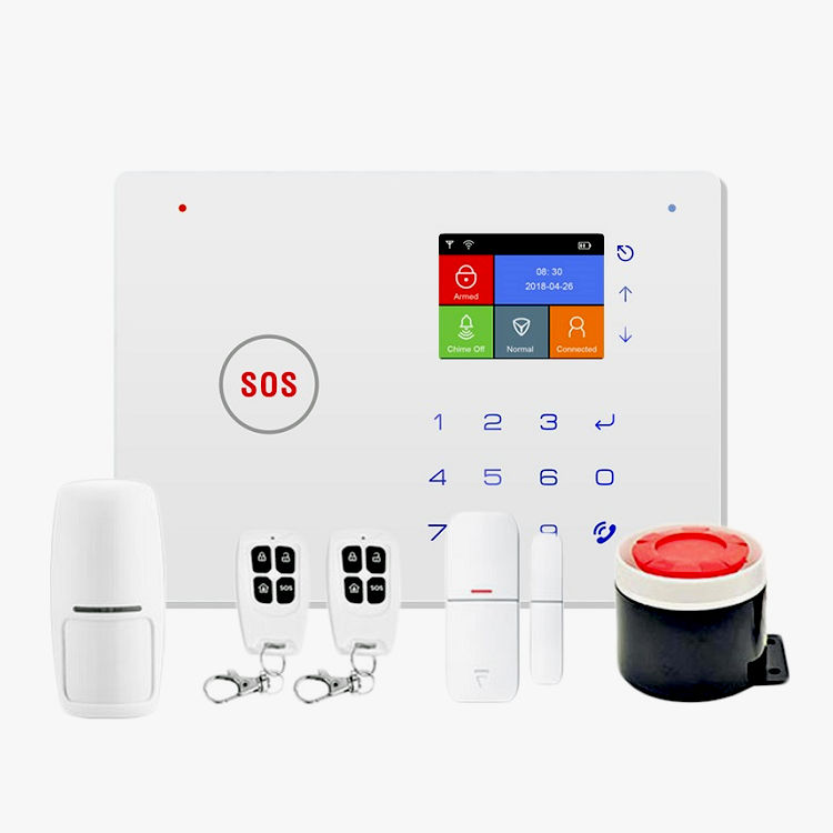 Alarma para casa WiFi GSM Castellano Cuotas Panel tactil AZ035 Detector movimiento