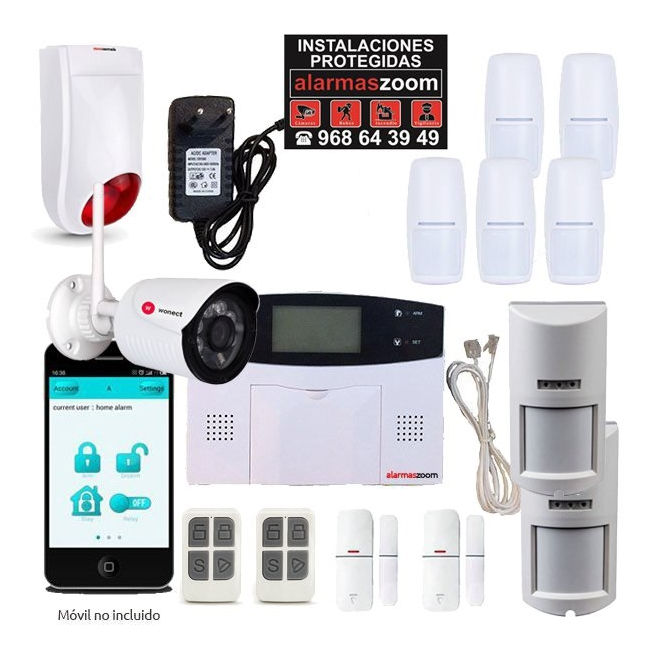 Alarma Hogar AZ023 GSM y RJ11 Sirena exterior Camara de seguridad 5 PIR