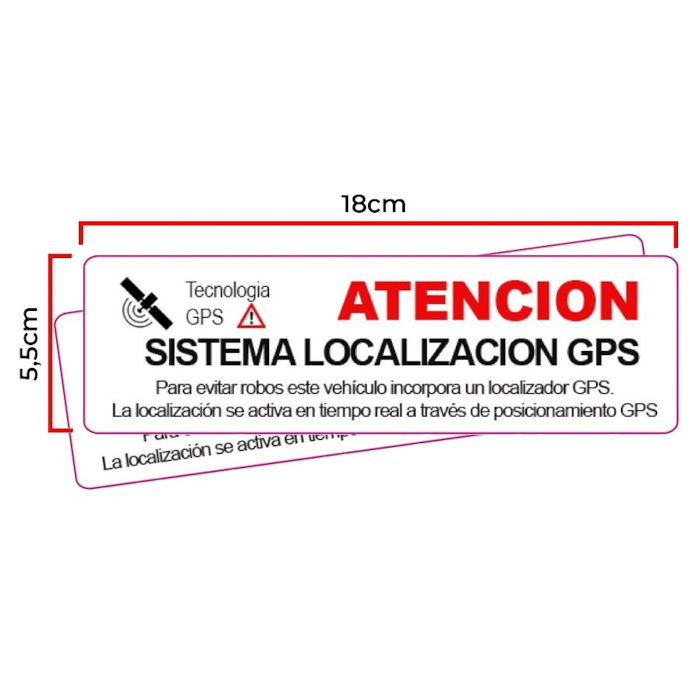 2 Pegatinas disuasorias interior cristal localizador GPS vehiculos. Aviso Castellano