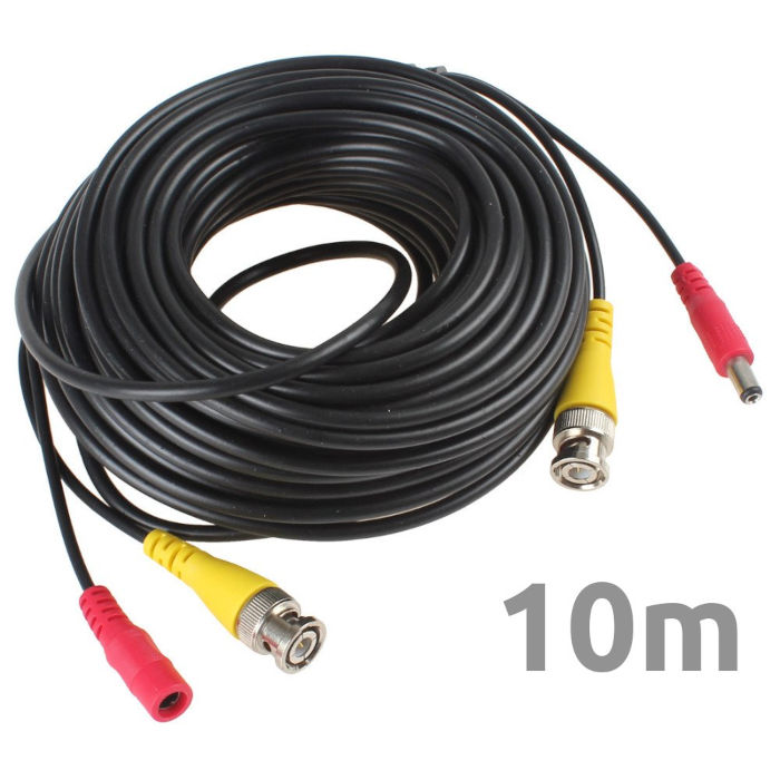 Cable coaxial BNC con alimentacion para camaras CCTV 10 metros