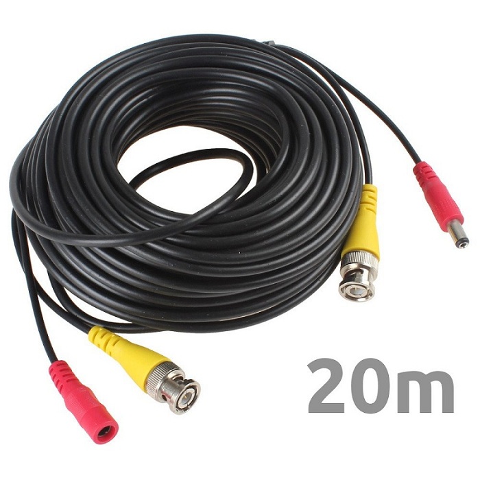 Cable 20 metros CCTV Coaxial BNC con alimentacion Camaras CV20