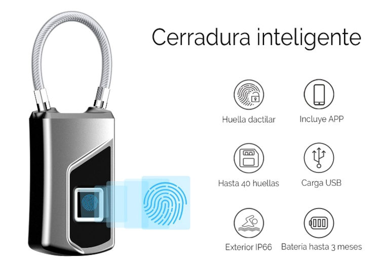 Candado Tuya Smart Bluetooth con Lector de Huellas Dactilares