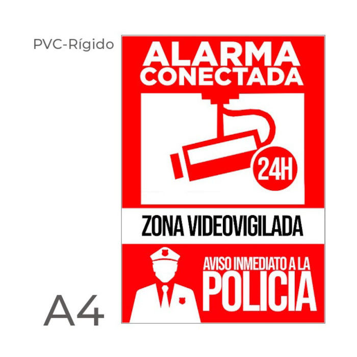 Cartel rigido A4 exterior Alarmas Zoom Instalaciones Protegidas