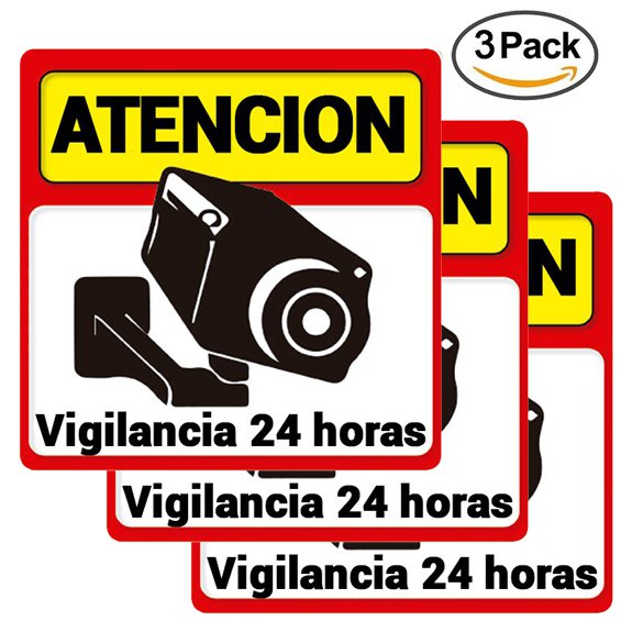 Pack 3 Carteles Rigidos alarma Atencion Vigilancia 24 horas