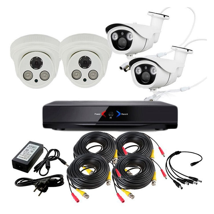 Kit Grabador CCTV con 4 camaras domo interior y exterior FULLHD