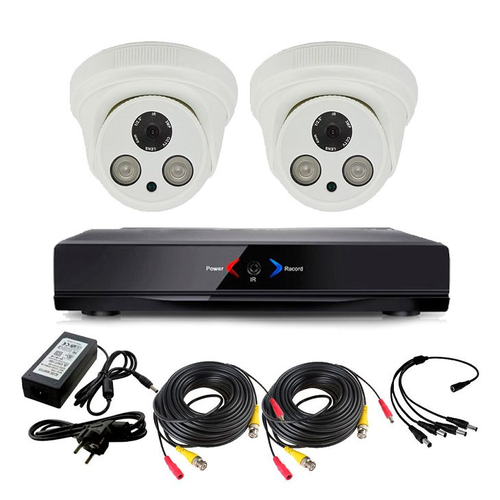 Kit Grabador CCTV con 2 camaras domo interior FULLHD