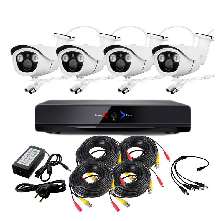 Kit Grabador CCTV con 4 camaras exterior FULLHD