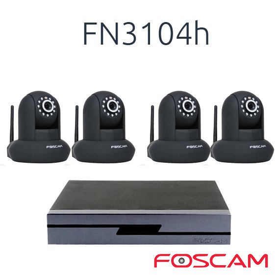 NVR FOSCAM GRABADOR FN3104H CON 4 CAMARAS INTERIOR FI9821P HD