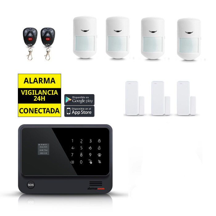 KIT ALARMA WiFi IP Seguridad con 4 sensores de movimiento