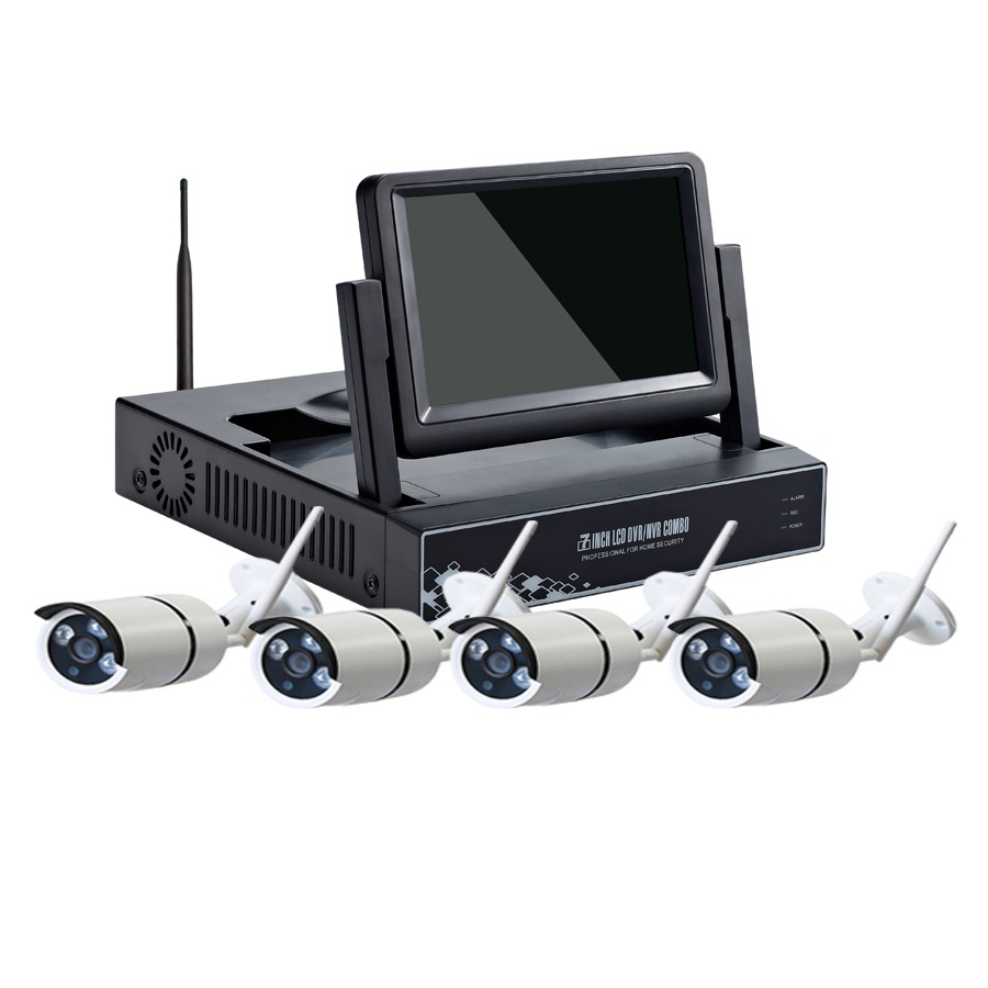 KIT NVR 4 Canales con camaras inalambricas WiFi HD y monitor