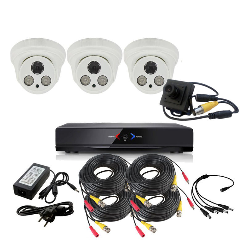 Kit Grabador CCTV con 3 camaras domo interior FULL-HD AHD309 y 1 camara oculta