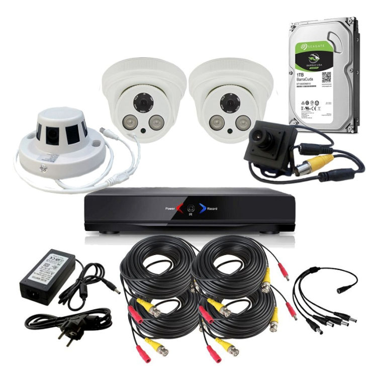 Kit Grabador CCTV con 2 camaras domo interior FULL-HD AHD309 2 camaras ocultas y disco duro 2Tb SATA