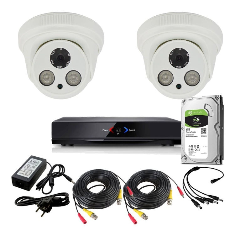 Kit Grabador CCTV con 2 camaras domo interior FULL-HD AHD309 con disco duro 2Tb