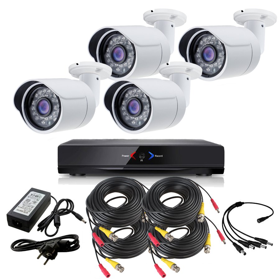 Kit Grabador CCTV con 4 camaras exterior fijas HD 720p  AHD101AL