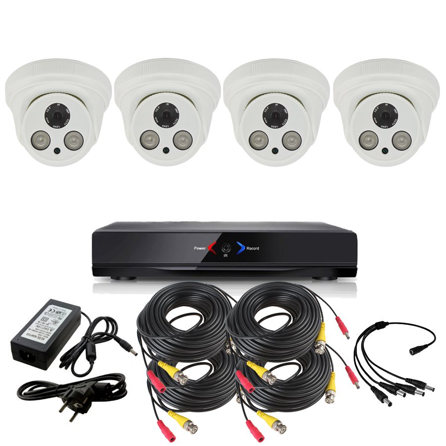 Kit Grabador CCTV con 4 camaras domo interior FULL-HD AHD309