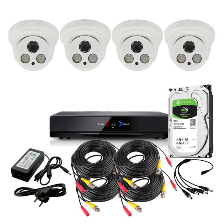 Kit Grabador CCTV con 4 camaras domo interior FULL-HD AHD309 y disco duro 2Tb