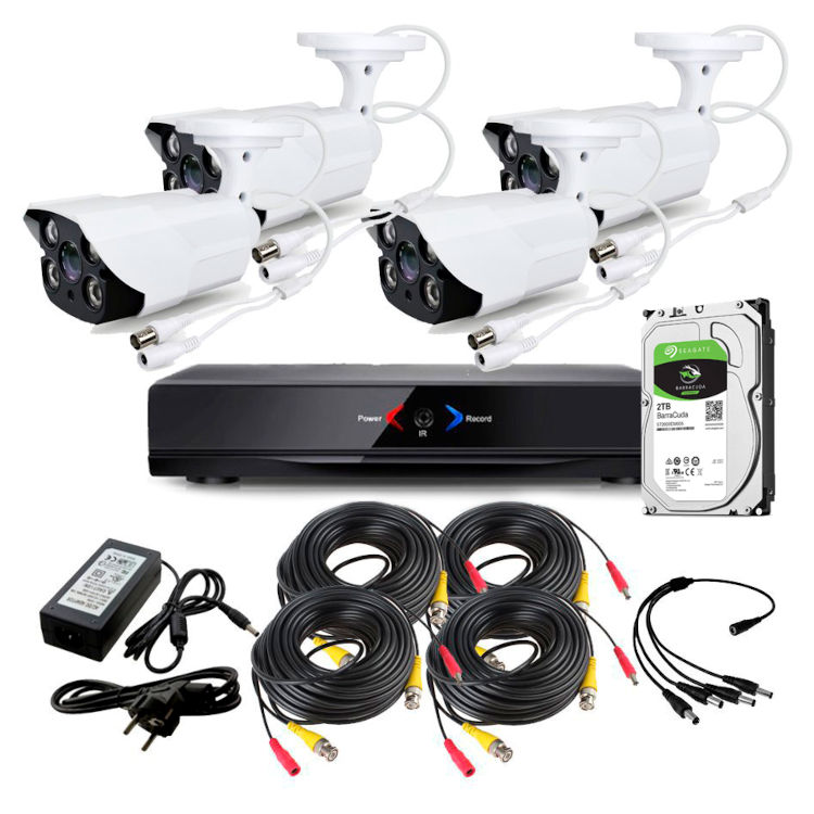 CCTV Grabador DVR AHDK052 4 Camaras exterior techo Seguridad vigilancia Internet Disco Duro 2Tb