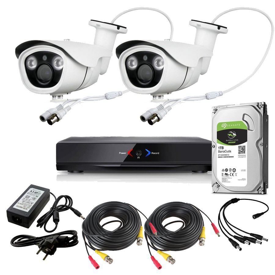 CCTV Grabador DVR AHDK038 2 Camaras Exterior Full HD 1080p