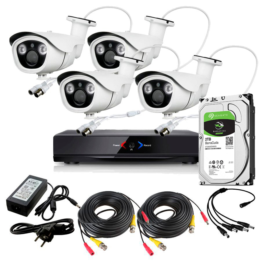 CCTV Grabador DVR AHDK039 4 Camaras Exterior Full HD 1080p