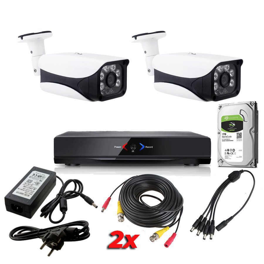 Kit Sistema de Seguridad CCTV Camaras vigilancia 4CH DVR 2 AHD114D Disco duro 2Tb Pack AHDK061