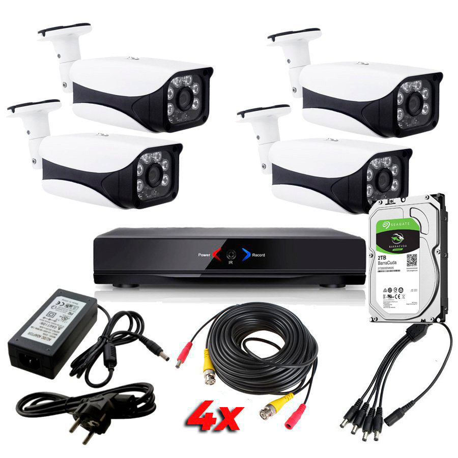 Kit Sistema de Seguridad CCTV Camaras vigilancia 4CH DVR 4 SATA HD 2TB AHD114D AHDK063